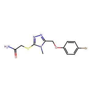 2-[[5-[(4-Bromophenoxy)methyl]-4-methyl-1,2,4-triazol-3-yl]sulfanyl]acetamide structure
