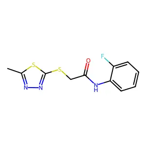 N-(2-fluorophenyl)-2-[(5-methyl-1,3,4-thiadiazol-2-yl)sulfanyl]acetamide structure