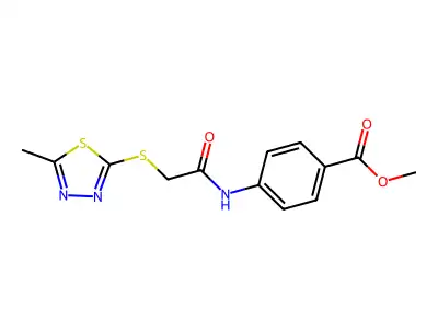 Methyl 4-({[(5-methyl-1,3,4-thiadiazol-2-yl)sulfanyl]acetyl}amino)benzoate structure