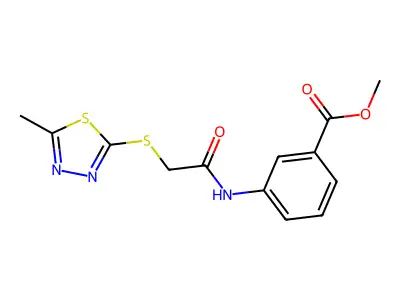 Methyl 3-({[(5-methyl-1,3,4-thiadiazol-2-yl)sulfanyl]acetyl}amino)benzoate structure