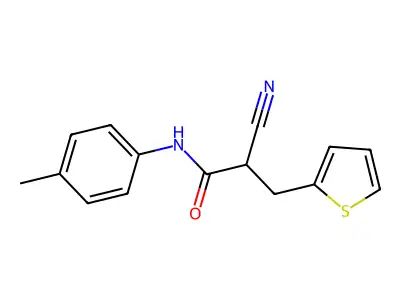 2-cyano-N-(4-methylphenyl)-3-(thiophen-2-yl)propanamide structure