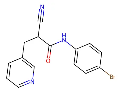 N-(4-bromophenyl)-2-cyano-3-(pyridin-3-yl)propanamide structure