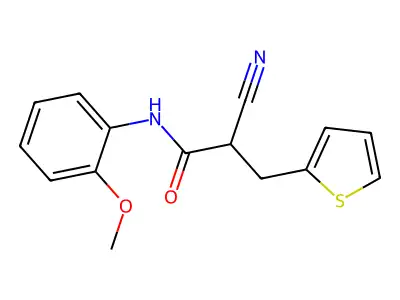 2-cyano-N-(2-methoxyphenyl)-3-(thiophen-2-yl)propanamide structure