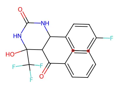 5-benzoyl-6-(4-fluorophenyl)-4-hydroxy-4-(trifluoromethyl)-1,3-diazinan-2-one structure