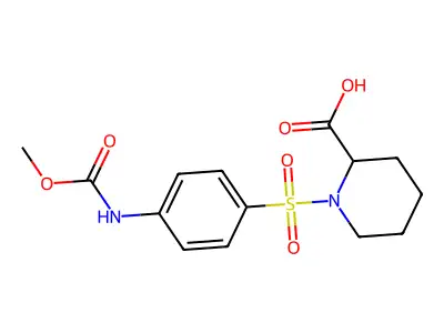 1-({4-[(Methoxycarbonyl)amino]phenyl}sulfonyl)piperidine-2-carboxylic acid structure