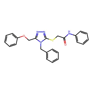 2-((4-Benzyl-5-(phenoxymethyl)-4H-1,2,4-triazol-3-YL)thio)-N-phenylacetamide structure