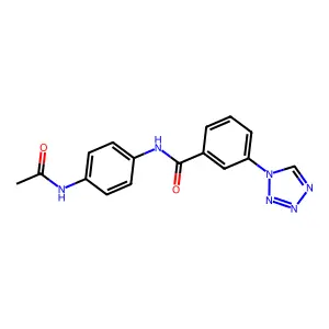 N-[4-(acetylamino)phenyl]-3-(1H-tetrazol-1-yl)benzamide structure