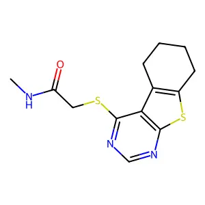 N-Methyl-2-{8-thia-4,6-diazatricyclo[7.4.0.0,2,7]trideca-1(9),2,4,6-tetraen-3-ylsulfanyl}acetamide structure