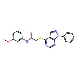 N-(3-methoxyphenyl)-2-((1-phenyl-1H-pyrazolo[3,4-d]pyrimidin-4-yl)thio)acetamide structure