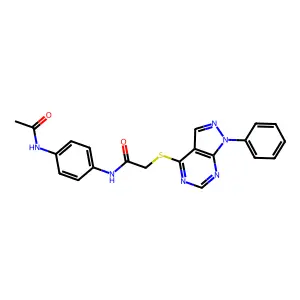 N-(4-acetamidophenyl)-2-((1-phenyl-1H-pyrazolo[3,4-d]pyrimidin-4-yl)thio)acetamide structure