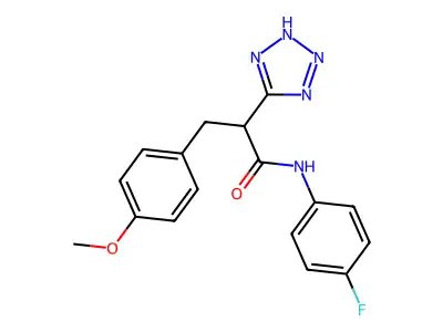 N-(4-fluorophenyl)-3-(4-methoxyphenyl)-2-(2H-tetrazol-5-yl)propanamide structure