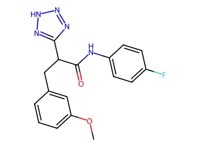 N-(4-fluorophenyl)-3-(3-methoxyphenyl)-2-(2H-tetrazol-5-yl)propanamide structure