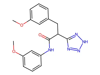 N,3-bis(3-methoxyphenyl)-2-(2H-tetrazol-5-yl)propanamide structure