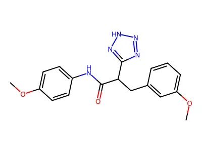 3-(3-methoxyphenyl)-N-(4-methoxyphenyl)-2-(2H-tetrazol-5-yl)propanamide structure