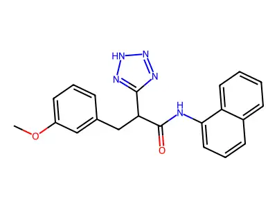 3-(3-methoxyphenyl)-N-1-naphthyl-2-(2H-tetrazol-5-yl)propanamide structure