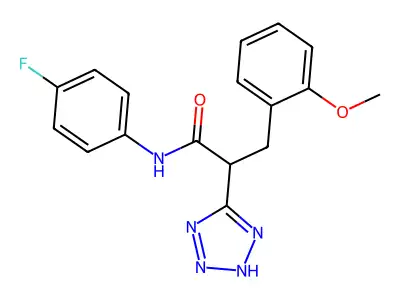N-(4-fluorophenyl)-3-(2-methoxyphenyl)-2-(2H-tetrazol-5-yl)propanamide structure