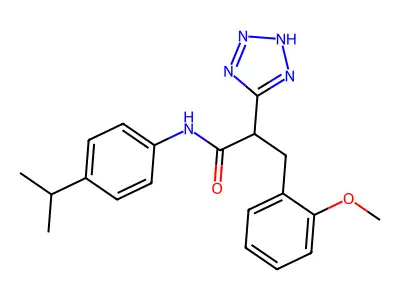 3-(2-methoxyphenyl)-N-(4-propan-2-ylphenyl)-2-(2H-tetrazol-5-yl)propanamide structure