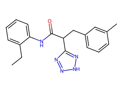 N-(2-ethylphenyl)-3-(3-methylphenyl)-2-(2H-tetrazol-5-yl)propanamide structure