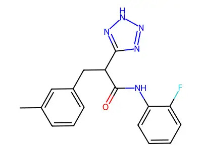 N-(2-fluorophenyl)-3-(3-methylphenyl)-2-(1H-tetrazol-5-yl)propanamide structure