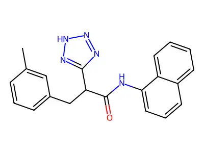 3-(3-methylphenyl)-N-1-naphthyl-2-(2H-tetrazol-5-yl)propanamide structure