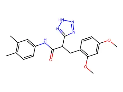 3-(2,4-dimethoxyphenyl)-N-(3,4-dimethylphenyl)-2-(2H-tetrazol-5-yl)propanamide structure
