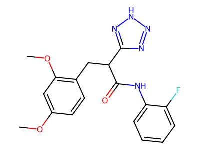 3-(2,4-dimethoxyphenyl)-N-(2-fluorophenyl)-2-(2H-tetrazol-5-yl)propanamide structure