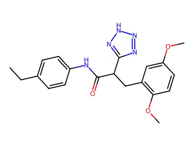 3-(2,5-dimethoxyphenyl)-N-(4-ethylphenyl)-2-(2H-tetrazol-5-yl)propanamide structure