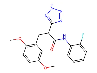3-(2,5-dimethoxyphenyl)-N-(2-fluorophenyl)-2-(2H-tetrazol-5-yl)propanamide structure