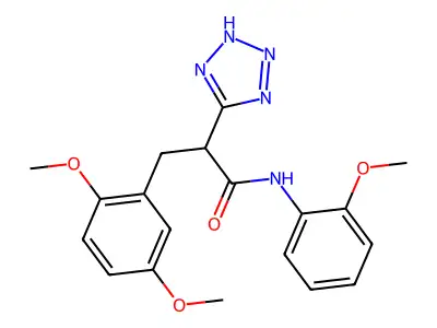 3-(2,5-dimethoxyphenyl)-N-(2-methoxyphenyl)-2-(2H-tetrazol-5-yl)propanamide structure