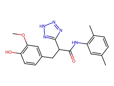 N-(2,5-dimethylphenyl)-3-(4-hydroxy-3-methoxyphenyl)-2-(2H-tetrazol-5-yl)propanamide structure