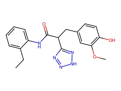 N-(2-ethylphenyl)-3-(4-hydroxy-3-methoxyphenyl)-2-(2H-tetrazol-5-yl)propanamide structure