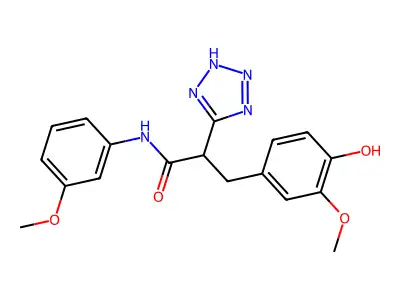 3-(4-hydroxy-3-methoxyphenyl)-N-(3-methoxyphenyl)-2-(2H-tetrazol-5-yl)propanamide structure