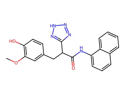 3-(4-hydroxy-3-methoxyphenyl)-N-1-naphthyl-2-(2H-tetrazol-5-yl)propanamide structure