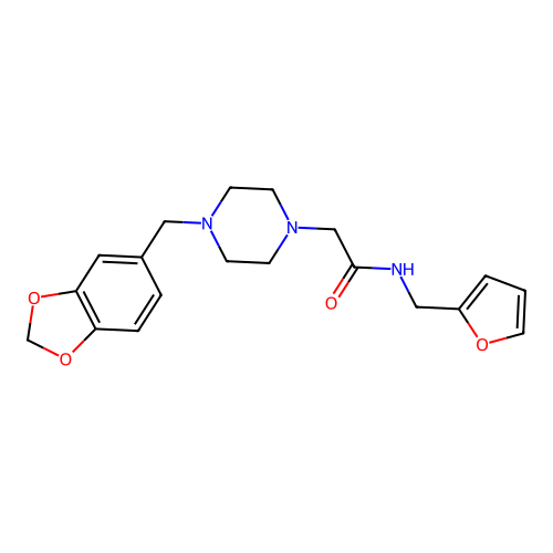 2-[4-(1,3-benzodioxol-5-ylmethyl)piperazin-1-yl]-N-(furan-2-ylmethyl)acetamide structure
