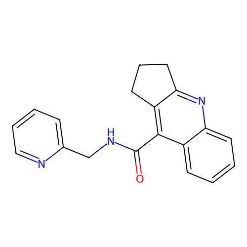 N-(pyridin-2-ylmethyl)-2,3-dihydro-1H-cyclopenta[b]quinoline-9-carboxamide structure