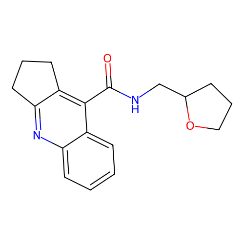 N-(oxolan-2-ylmethyl)-2,3-dihydro-1H-cyclopenta[b]quinoline-9-carboxamide structure