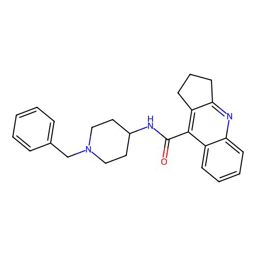 N-(1-benzylpiperidin-4-yl)-2,3-dihydro-1H-cyclopenta[b]quinoline-9-carboxamide structure