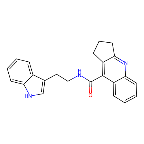 N-[2-(1H-indol-3-yl)ethyl]-2,3-dihydro-1H-cyclopenta[b]quinoline-9-carboxamide structure