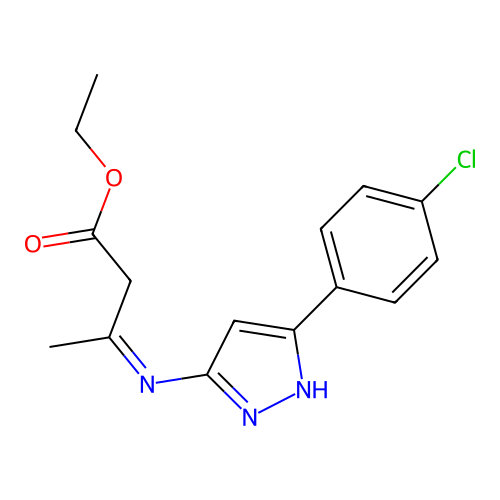 ethyl 3-{[3-(4-chlorophenyl)-1H-pyrazol-5-yl]imino}butanoate structure
