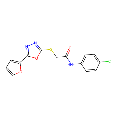 N-(4-chlorophenyl)-2-((5-(furan-2-yl)-1,3,4-oxadiazol-2-yl)thio)acetamide structure