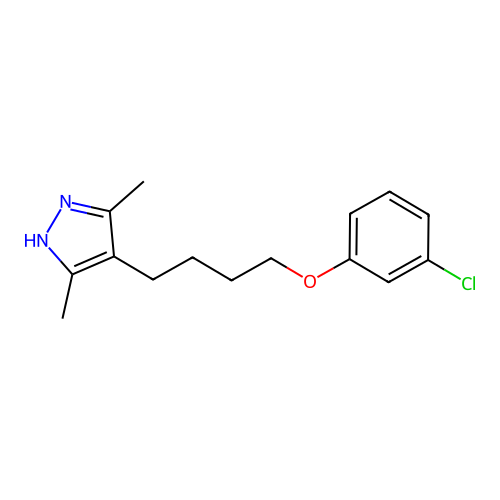 4-[4-(3-chlorophenoxy)butyl]-3,5-dimethyl-1H-pyrazole structure