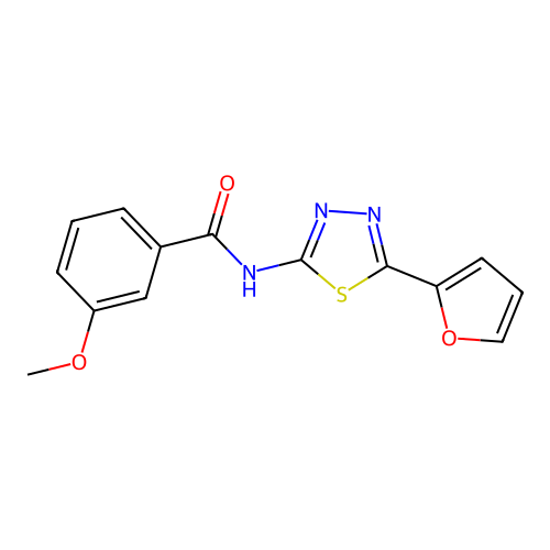 N-(5-(furan-2-yl)-1,3,4-thiadiazol-2-yl)-3-methoxybenzamide structure