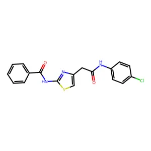 N-(4-(2-((4-chlorophenyl)amino)-2-oxoethyl)thiazol-2-yl)benzamide structure