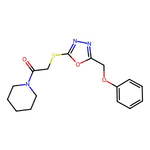 2-(5-Phenoxymethyl-[1,3,4]oxadiazol-2-ylsulfanyl)-1-piperidin-1-yl-ethanone structure