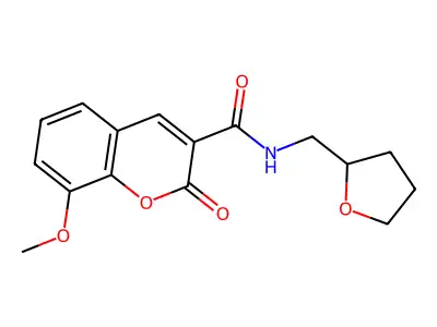 8-methoxy-2-oxo-N-(tetrahydrofuran-2-ylmethyl)-2H-chromene-3-carboxamide structure