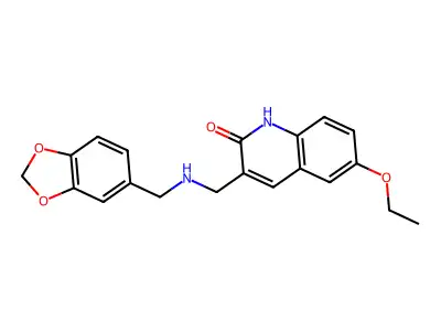 3-[(1,3-benzodioxol-5-ylmethylamino)methyl]-6-ethoxy-1H-quinolin-2-one structure
