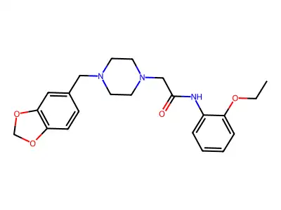 2-[4-(1,3-benzodioxol-5-ylmethyl)piperazin-1-yl]-N-(2-ethoxyphenyl)acetamide structure
