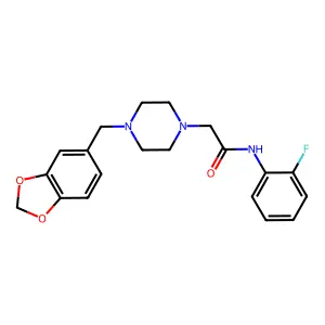 2-[4-(1,3-benzodioxol-5-ylmethyl)piperazin-1-yl]-N-(2-fluorophenyl)acetamide structure