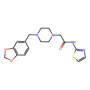2-(4-Benzo[1,3]dioxol-5-ylmethylpiperazin-1-yl)-N-thiazol-2-yl-acetamide structure