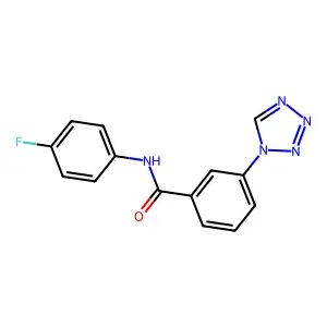 N-(4-fluorophenyl)-3-(1H-tetrazol-1-yl)benzamide structure